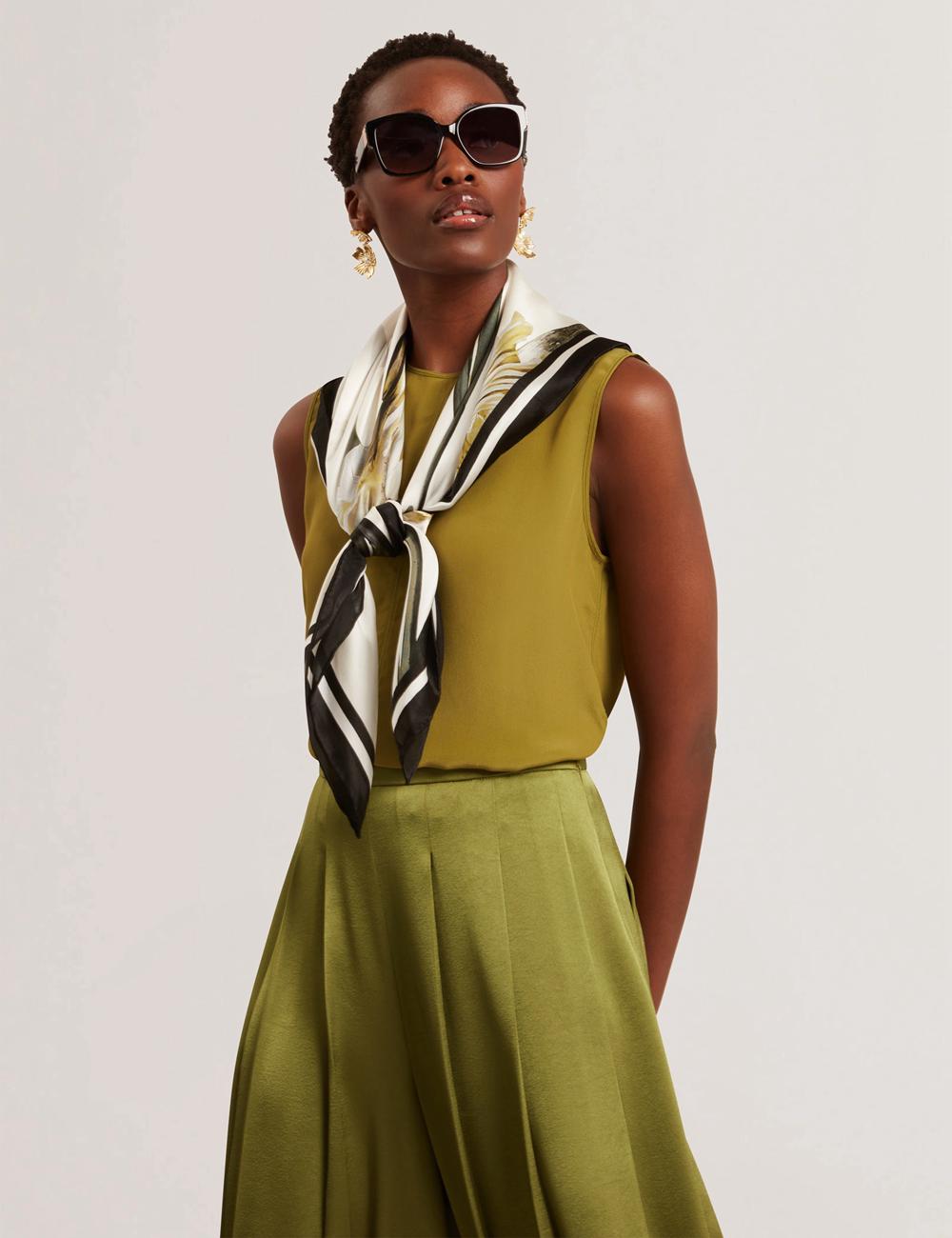 Ted Baker SHAMRA - Silk Blend Seam Detail トップス レディース 緑 | Japan  XLWG-01567