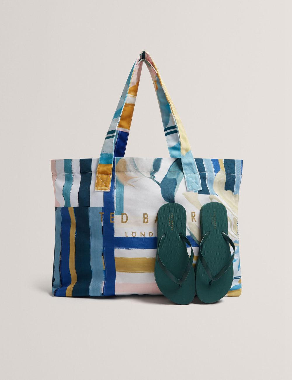 Ted Baker SHELYSS - Printed Beach & Flip Flops Set トートバッグ レディース 緑 | Japan  XNJY-90721