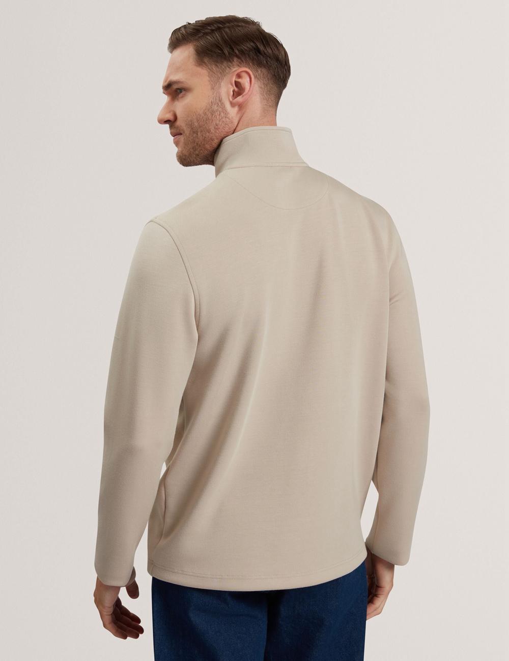 Ted Baker SIMONEA - Textured Panel Half-Zip Modal スウェットシャツ メンズ Taupe | Japan  XCWR-89463