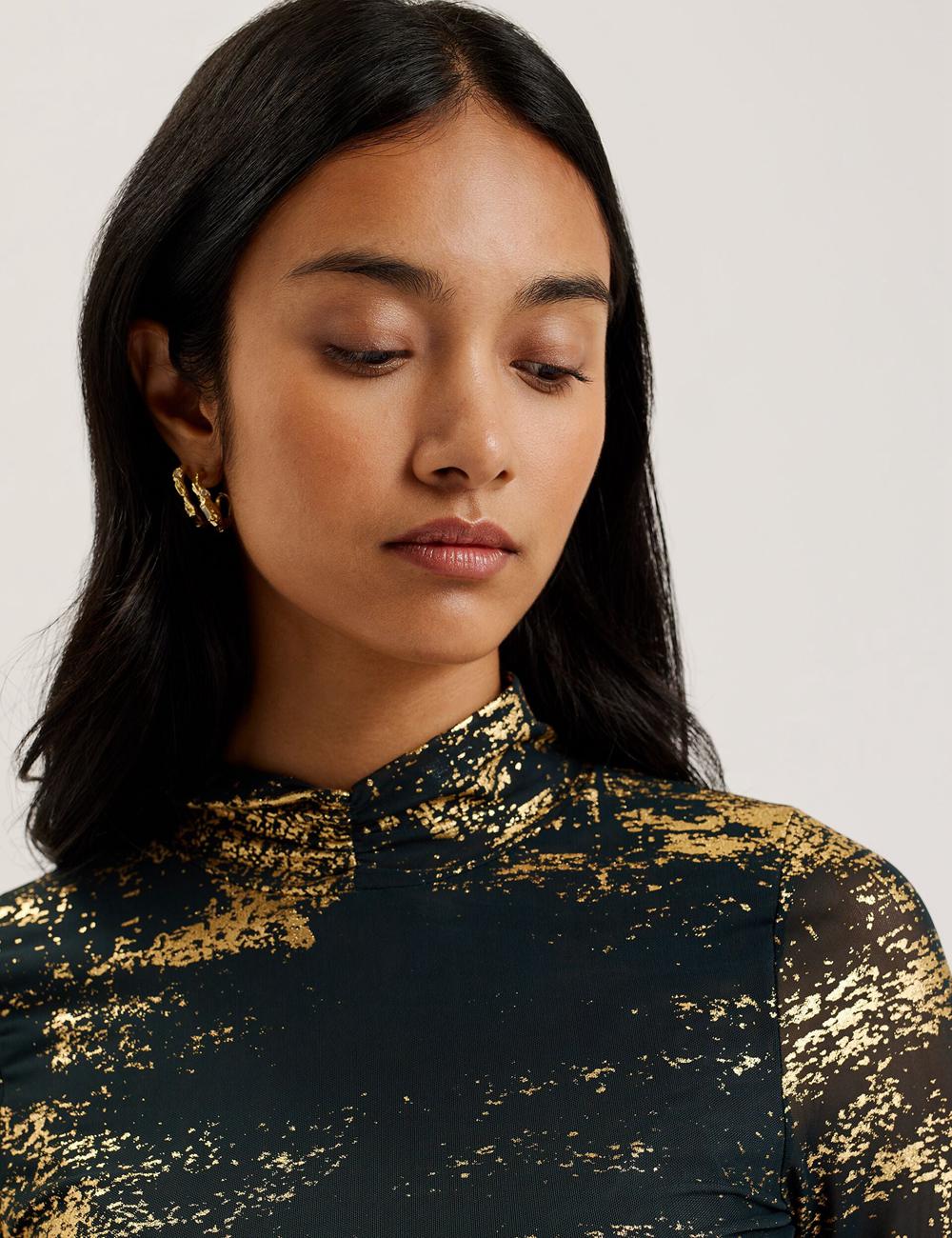 Ted Baker SOFIY - Foil Print High Neck Mesh Top ジャンパー レディース 緑 | Japan  UCYQ-63410