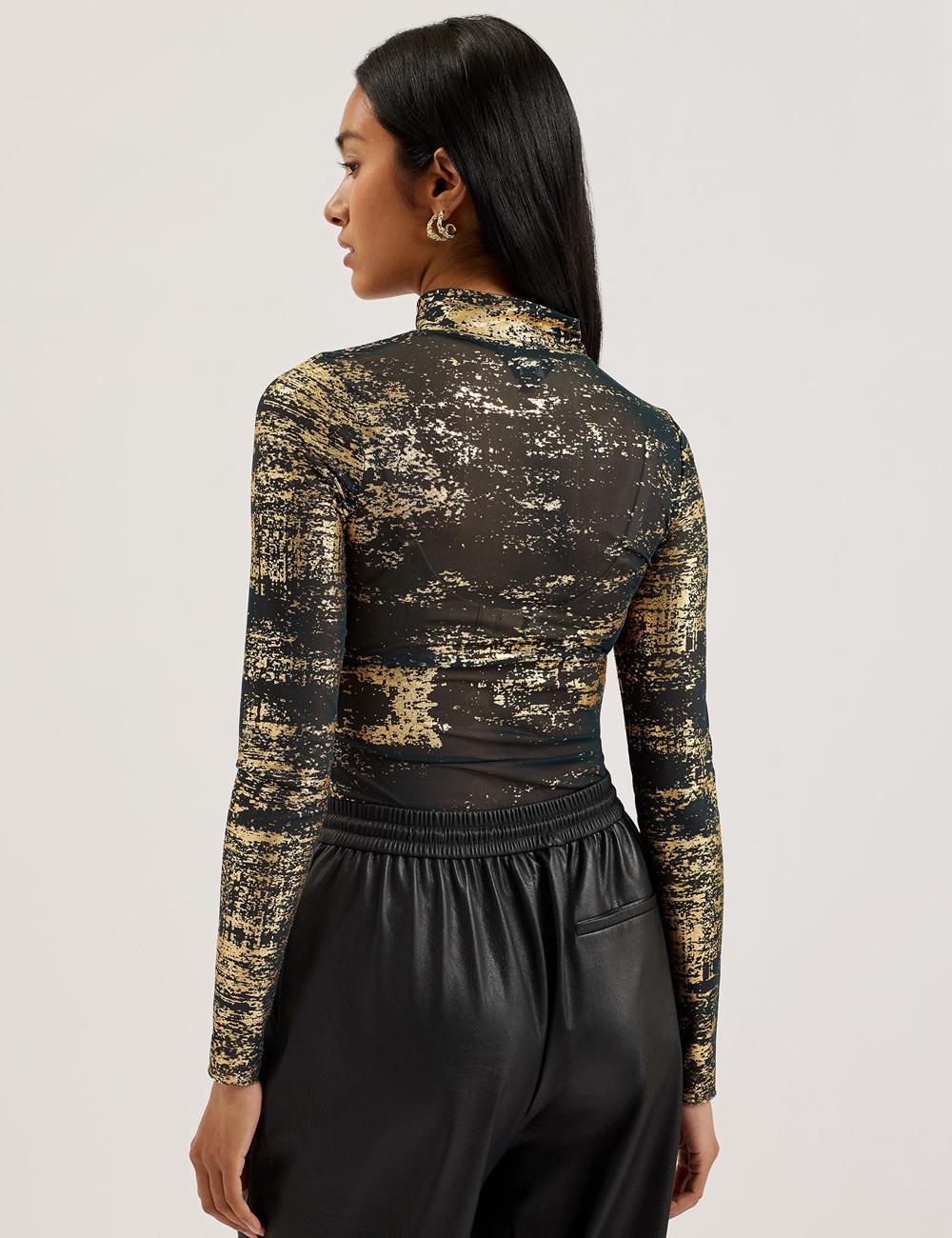 Ted Baker SOFIY - Foil Print High Neck Mesh Top ジャンパー レディース 緑 | Japan  UCYQ-63410
