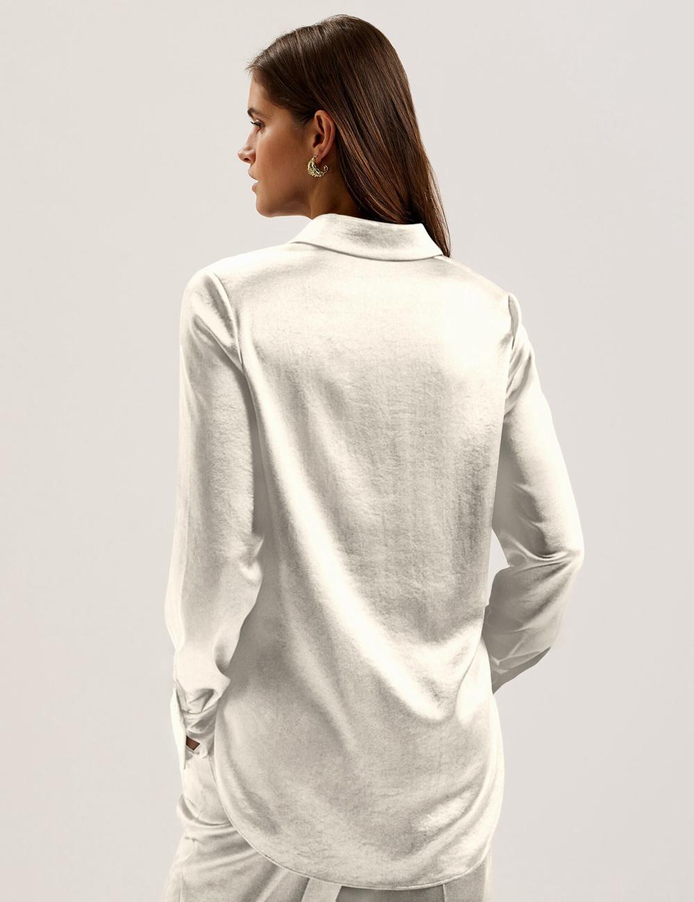 Ted Baker SONORA - Satin Longline Covered Placket シャツ レディース Ivory | Japan  GHRE-54612