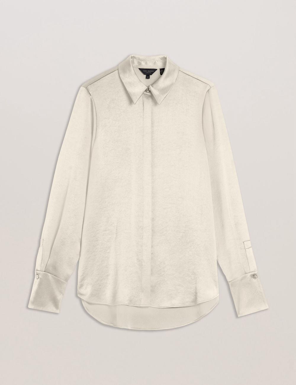 Ted Baker SONORA - Satin Longline Covered Placket シャツ レディース Ivory | Japan  GHRE-54612