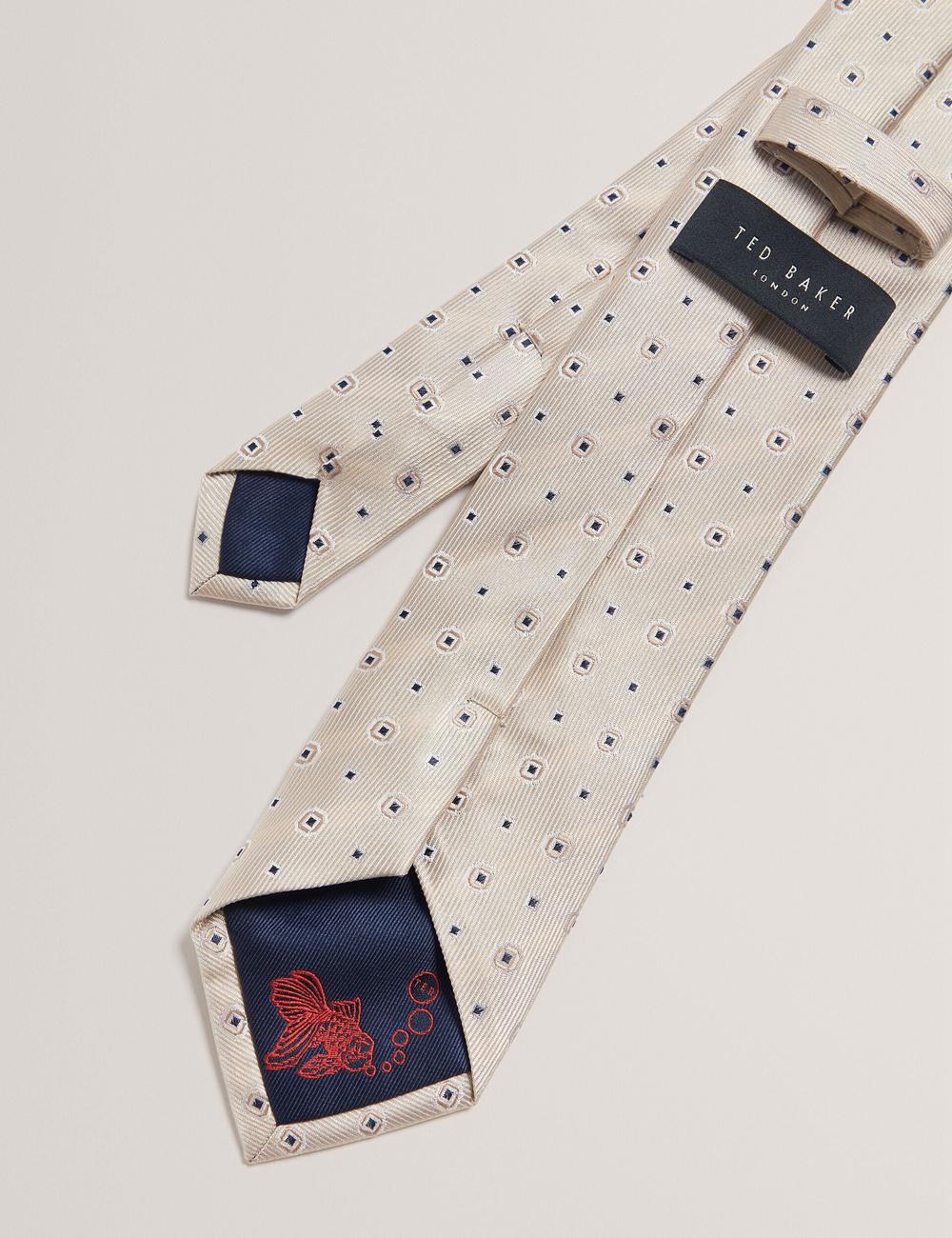 Ted Baker STEEPLE - Circle Geometric Print Silk ネクタイ メンズ Stone | Japan  FZJH-63748