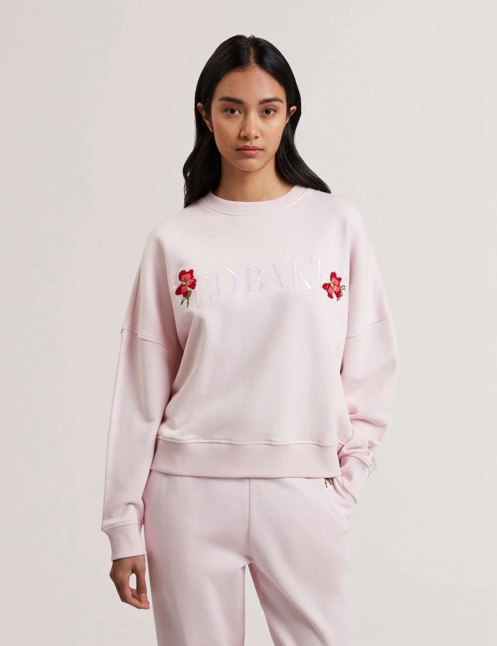 Ted Baker STIILA - Embroidered Logo Pure Cotton スウェットシャツ レディース ピンク | Japan  QZGU-91256