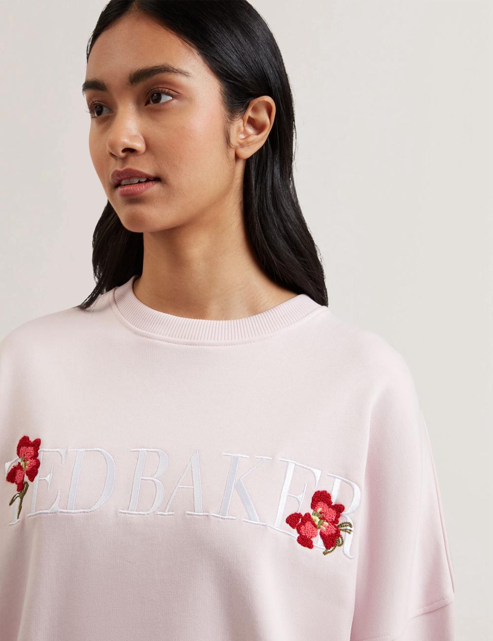 Ted Baker STIILA - Embroidered Logo Pure Cotton スウェットシャツ レディース ピンク | Japan  QZGU-91256