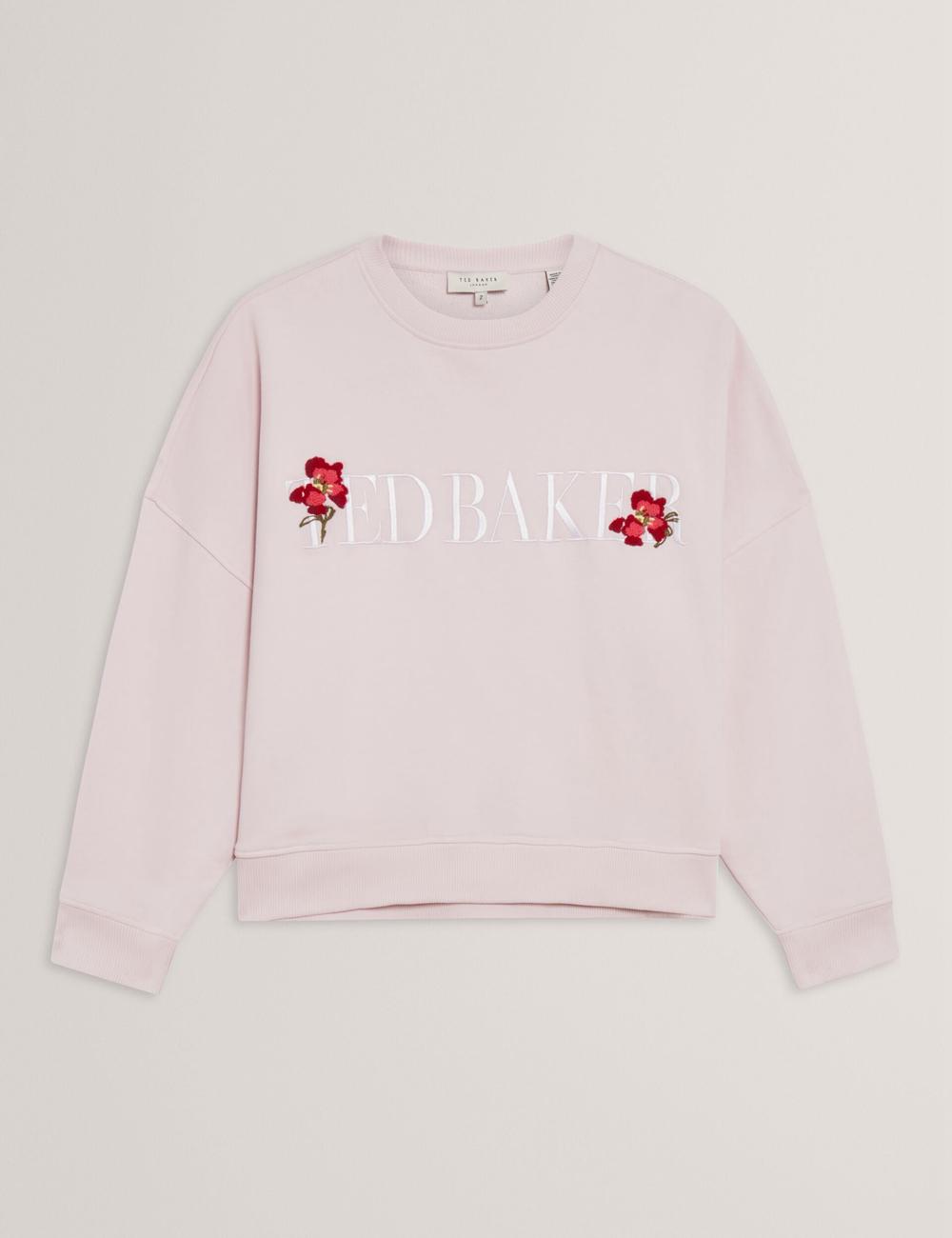 Ted Baker STIILA - Embroidered Logo Pure Cotton スウェットシャツ レディース ピンク | Japan  QZGU-91256