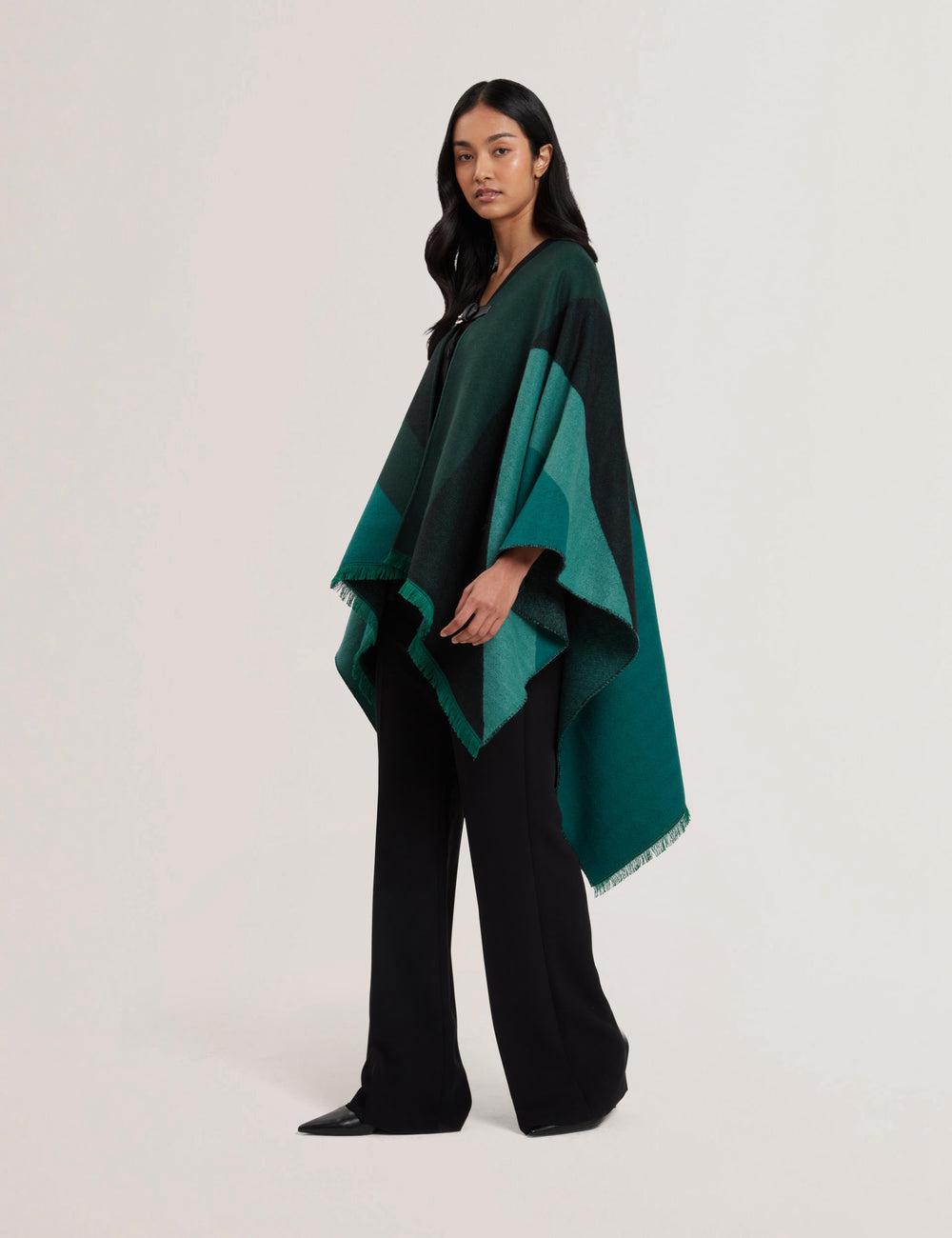 Ted Baker SUFFIA - Colour Block Buckled Woven ポンチョ レディース 緑 | Japan  DCKI-67894