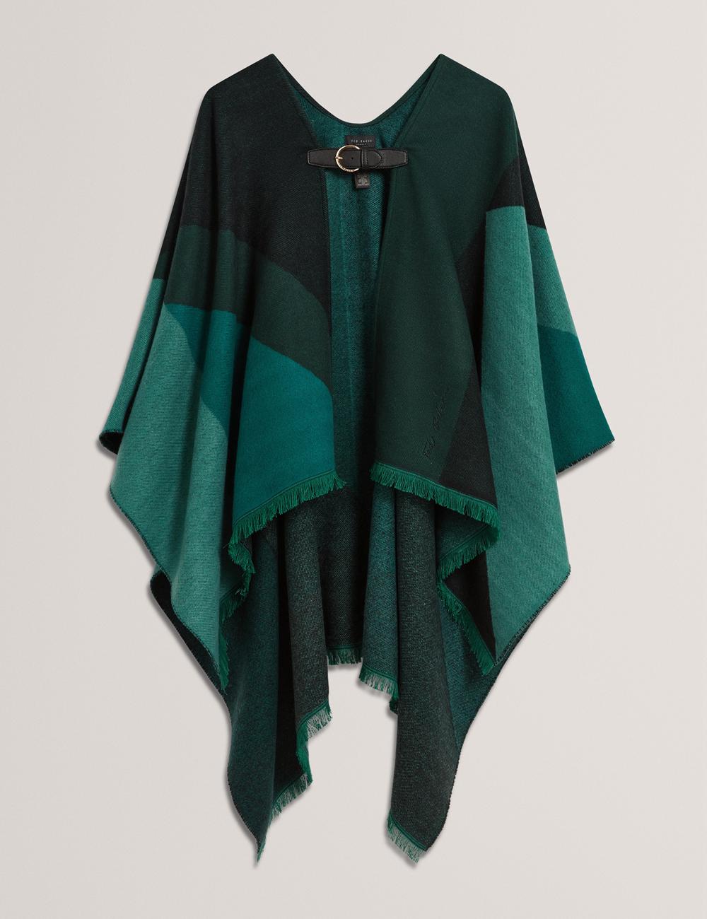 Ted Baker SUFFIA - Colour Block Buckled Woven ポンチョ レディース 緑 | Japan  DCKI-67894