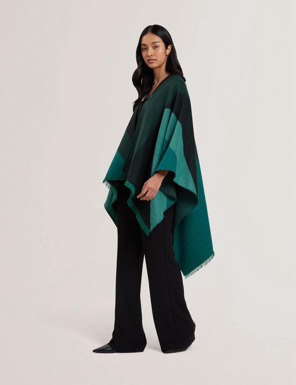 Ted Baker SUFFIA - Colour Block Buckled Woven ポンチョ レディース 緑 | Japan  DCKI-67894