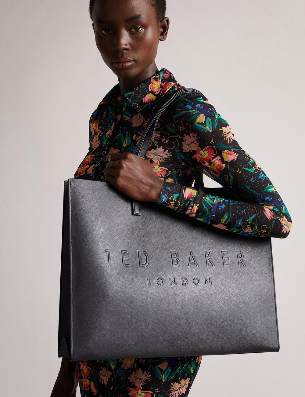 Ted Baker SUKICON - Textured Faux Leather Icon トートバッグ レディース 黒 | Japan  ZXRH-25640