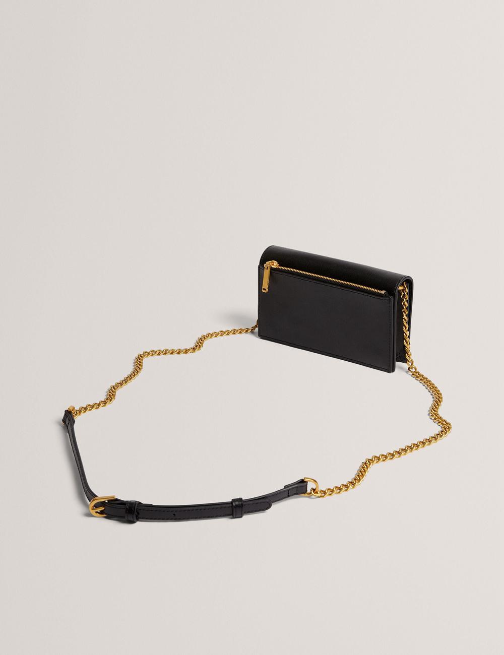 Ted Baker TABINA - Leather With Chain Crossbody Strap 財布 レディース 黒 | Japan  VSXQ-01569