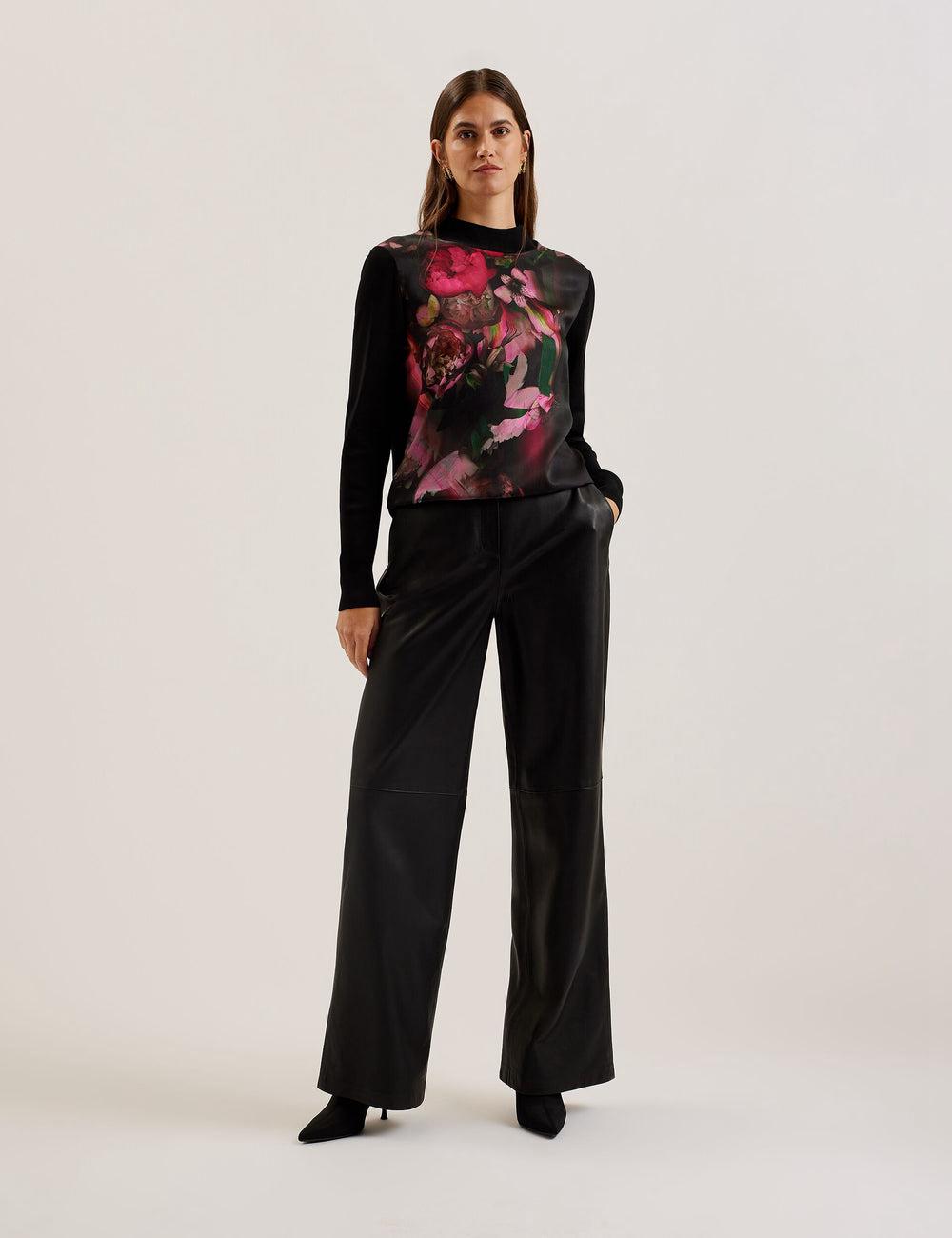 Ted Baker TABITHR - Printed Panel Long Sleeve Knit トップス レディース 黒 | Japan  EPSQ-94176