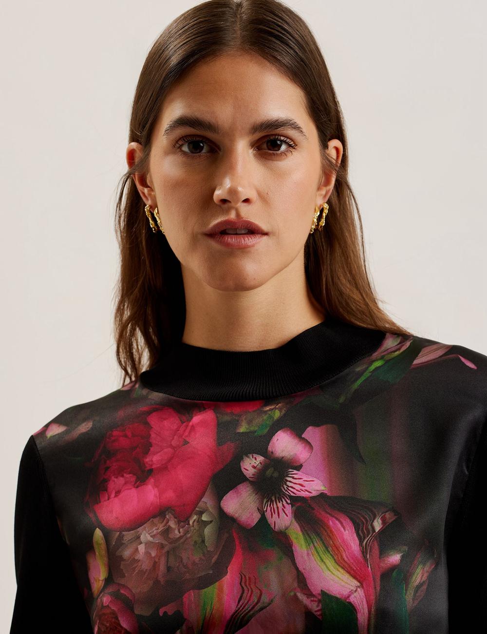 Ted Baker TABITHR - Printed Panel Long Sleeve Knit トップス レディース 黒 | Japan  EPSQ-94176