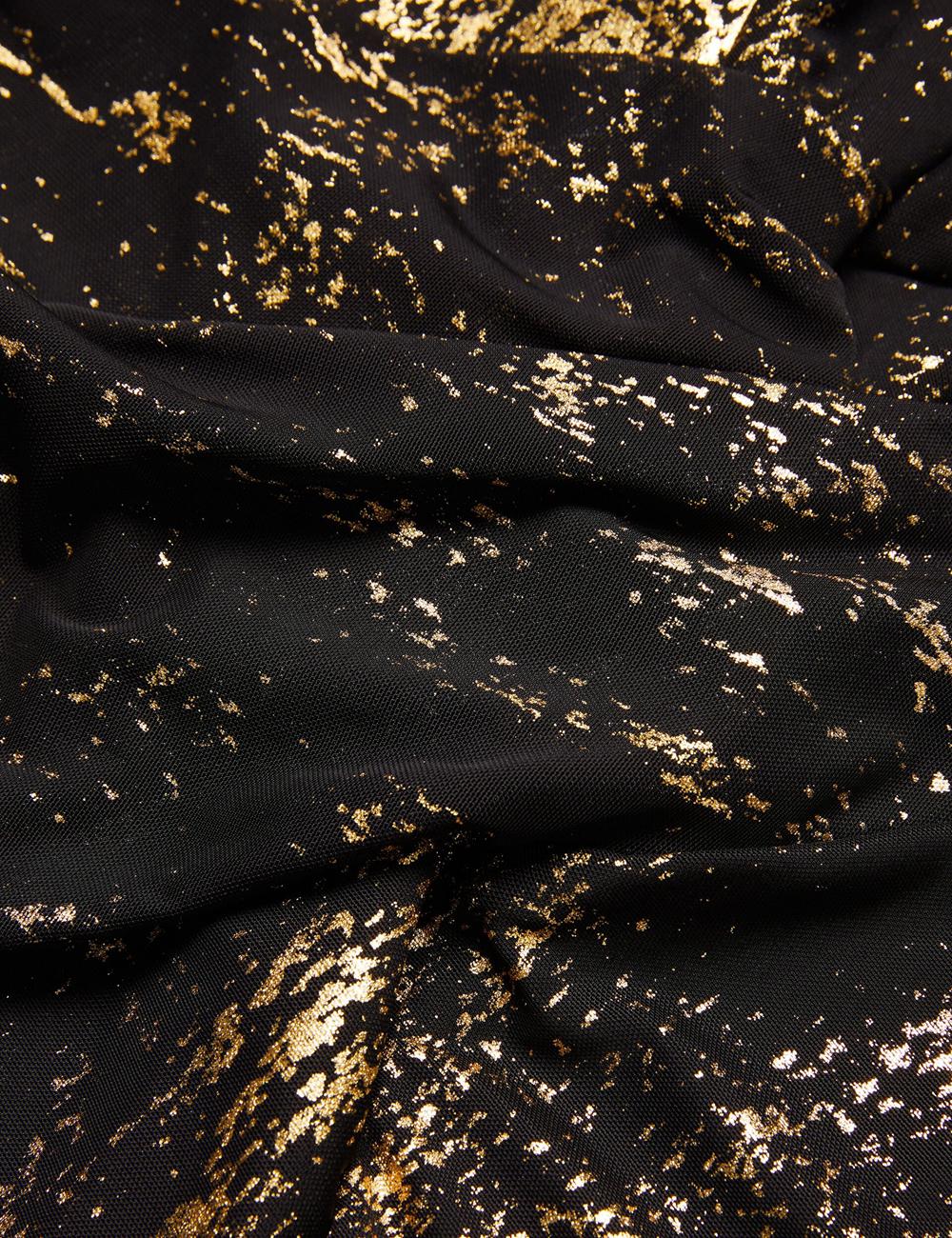 Ted Baker TALULAR - Bardot Foil Printed Mesh トップス レディース 黒 | Japan  IAUY-84120