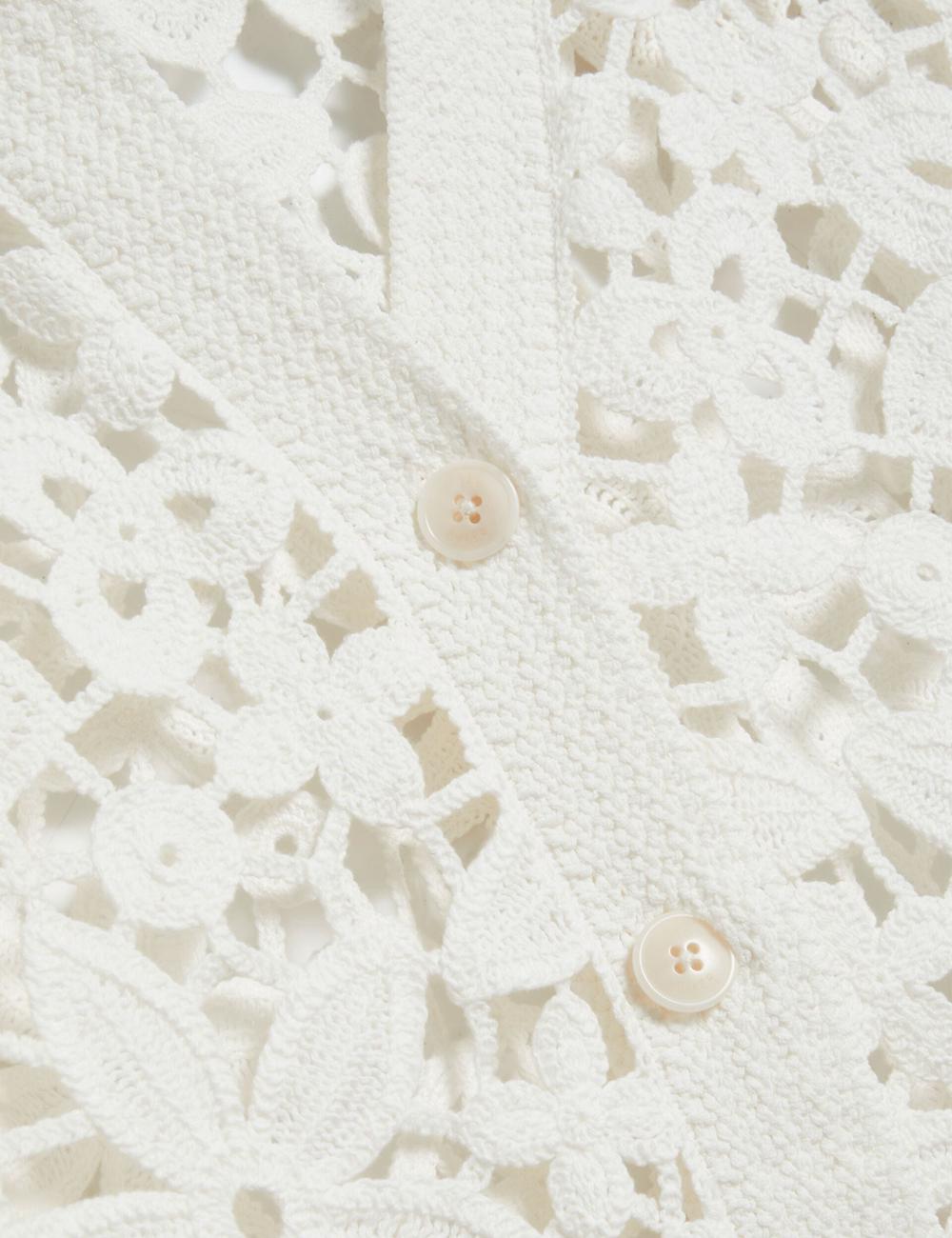 Ted Baker TARLI - Crochet Open Knit Longline カーディガン レディース 白 | Japan  RYJB-96347