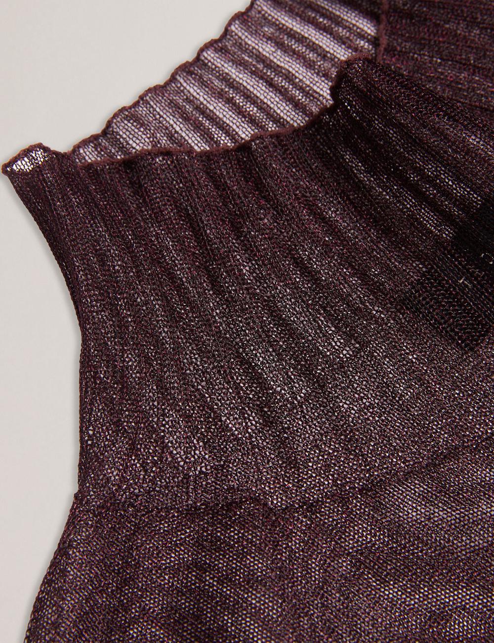 Ted Baker TAYLAW - Shimmer Sheer Knit Funnel Neck Top ジャンパー レディース 赤 | Japan  WGJA-65809