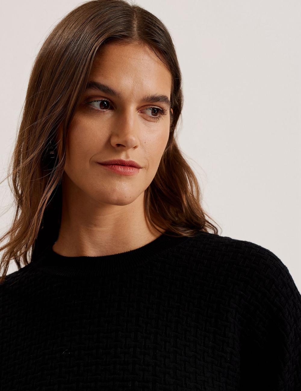 Ted Baker TEDTYY - Textured T Jacquard Knitted ジャンパー レディース 黒 | Japan  HPLQ-75913