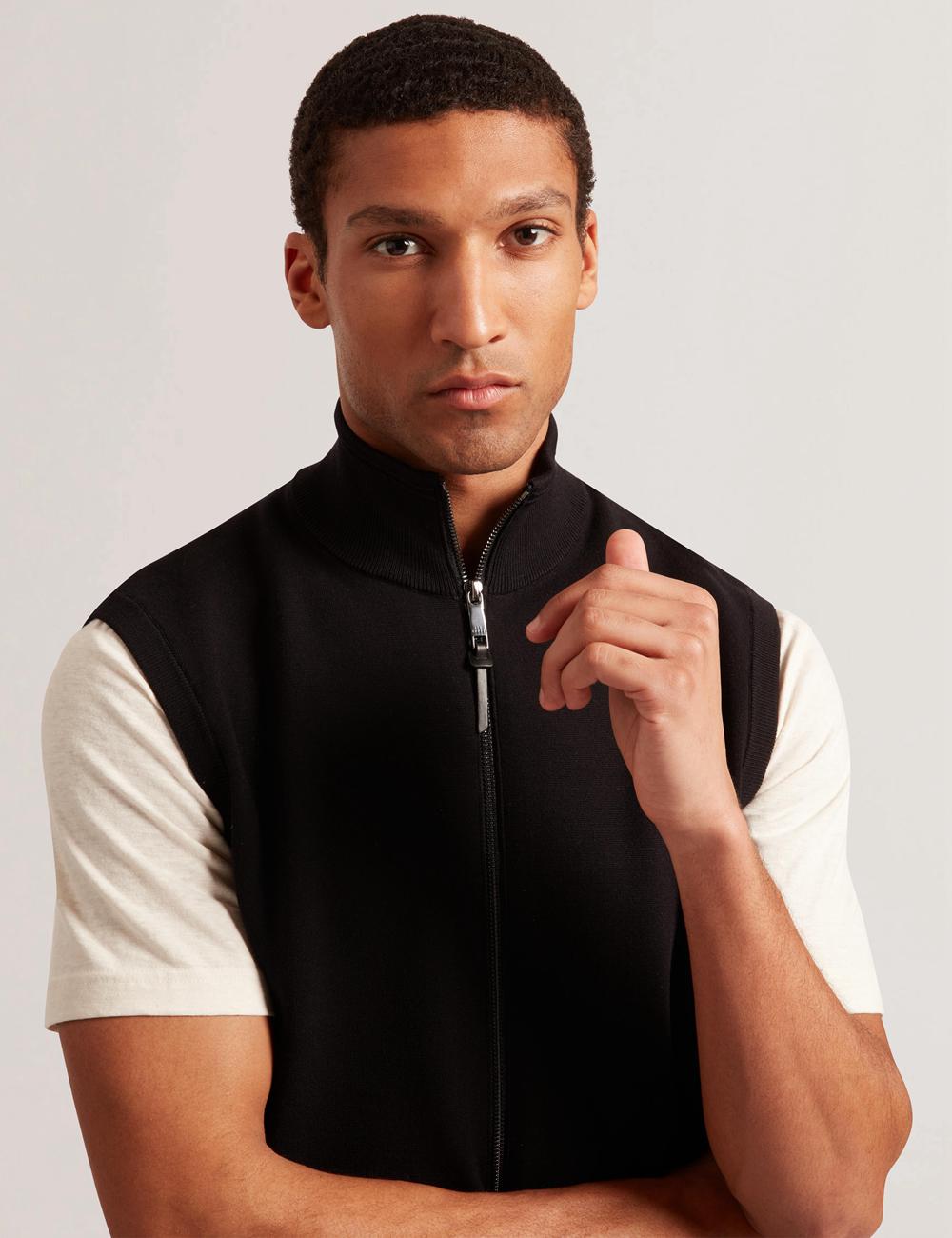 Ted Baker TERINCE - Zip-Through Funnel Neck Gillets メンズ 黒 | Japan  RKLE-01628