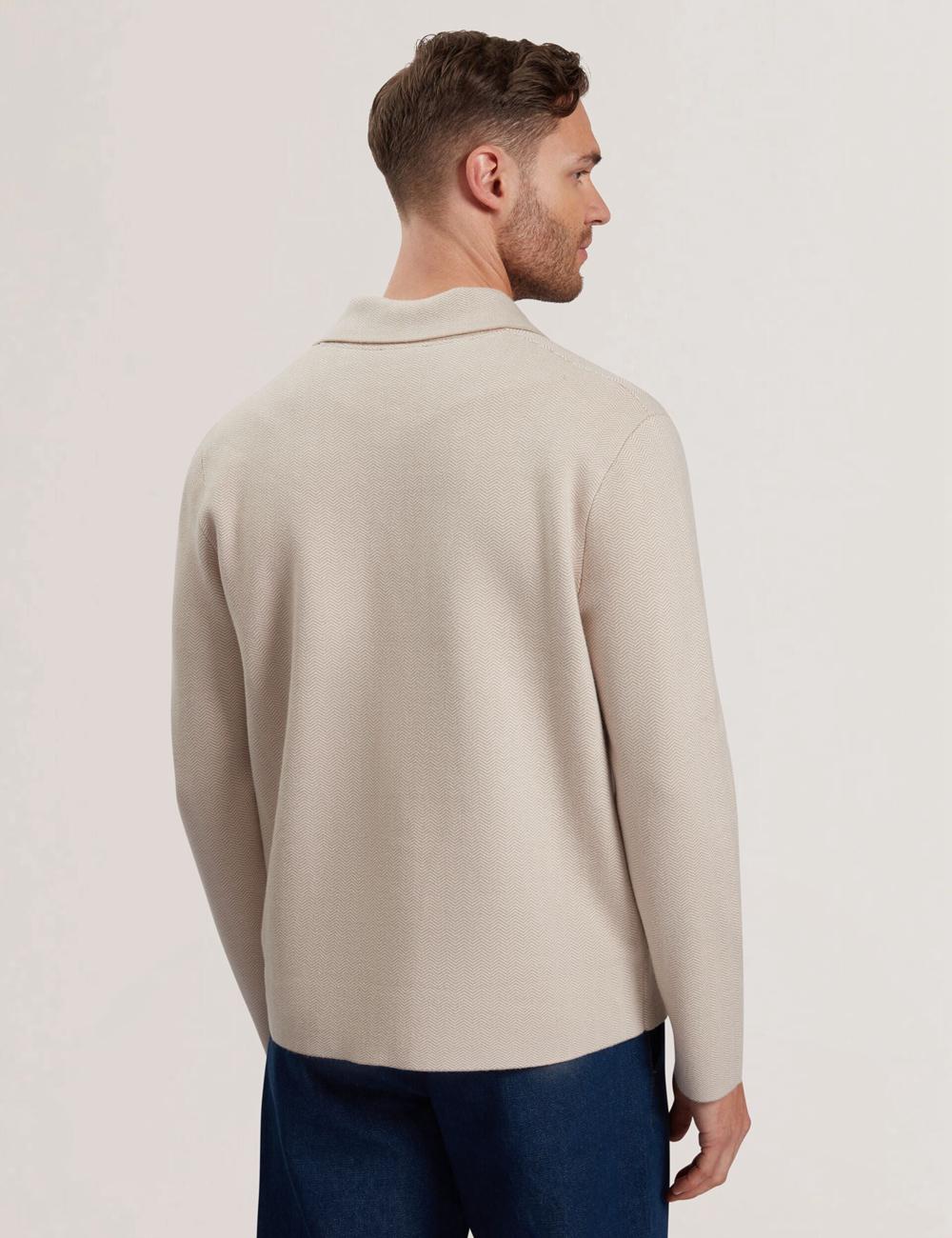 Ted Baker THIMON - Herringbone Knit Button-Up ジャケット メンズ Taupe | Japan  LFPC-28657