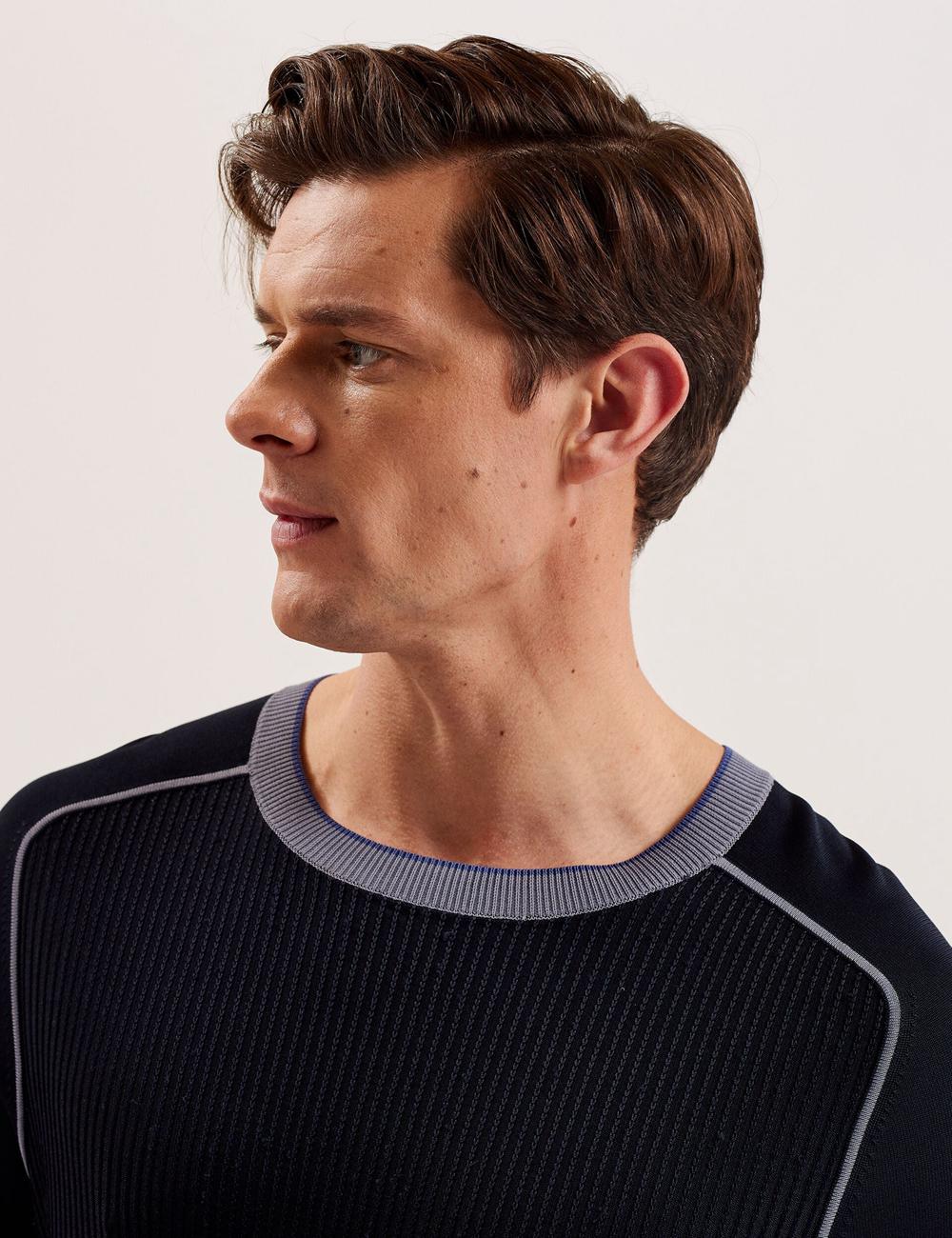 Ted Baker TOREZ - Long Sleeve Textured Knit Top ジャンパー メンズ ネイビー | Japan  UBAJ-27503