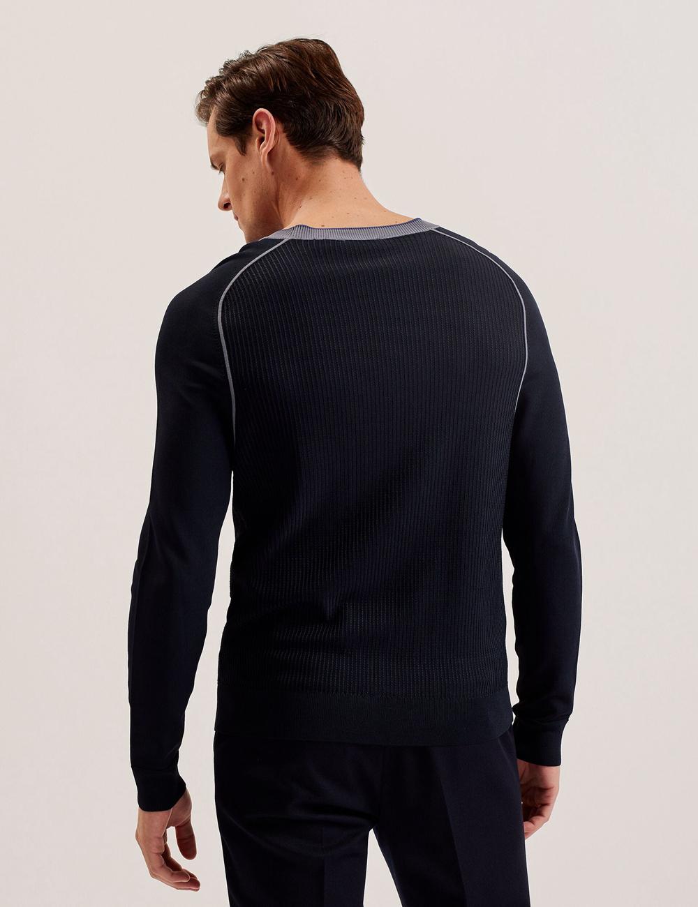 Ted Baker TOREZ - Long Sleeve Textured Knit Top ジャンパー メンズ ネイビー | Japan  UBAJ-27503