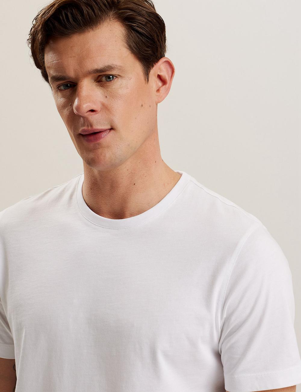 Ted Baker TYWINN - Classic Crew Neck Cotton Tシャツ メンズ 白 | Japan  QOHW-94678