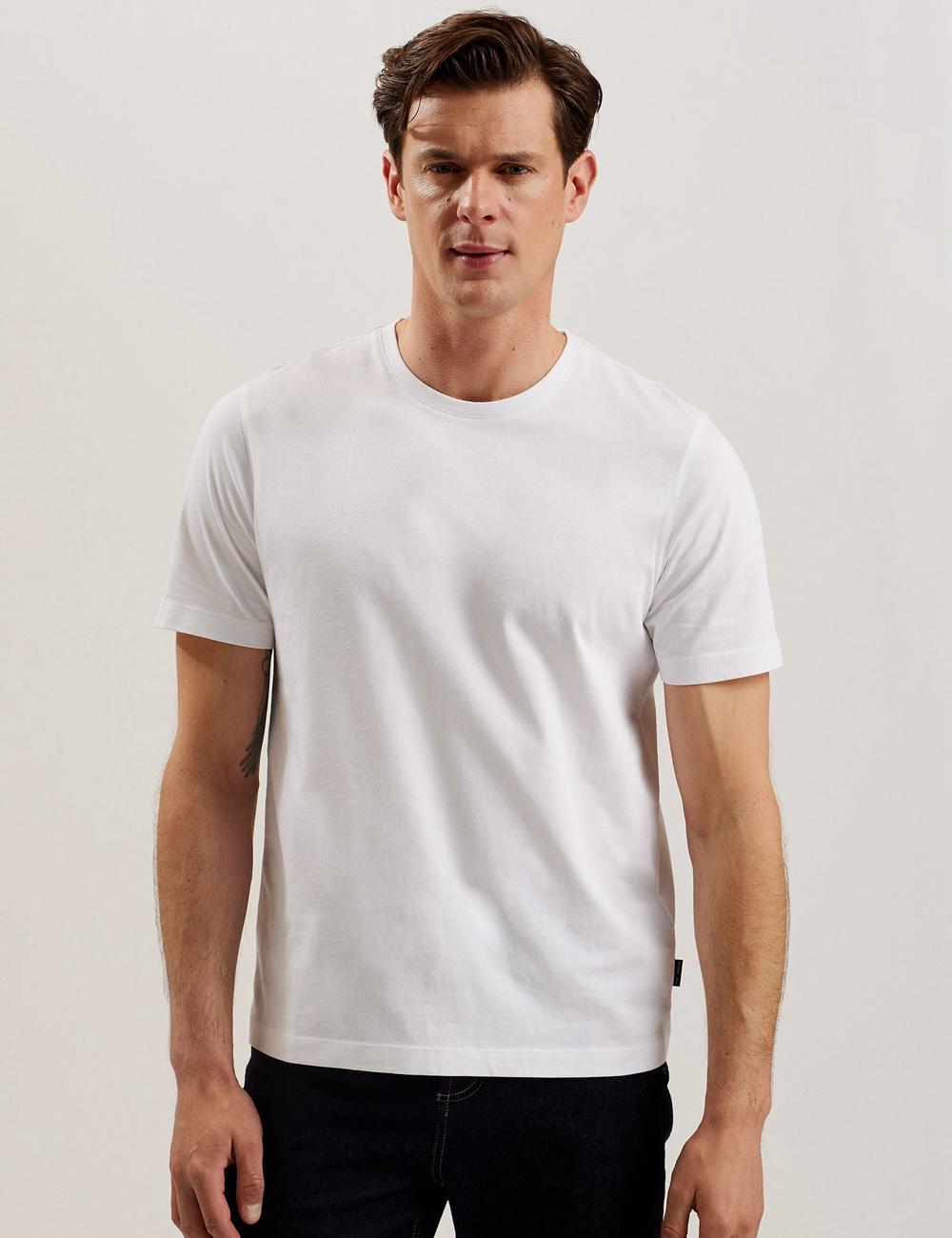 Ted Baker TYWINN - Classic Crew Neck Cotton Tシャツ メンズ 白 | Japan  QOHW-94678