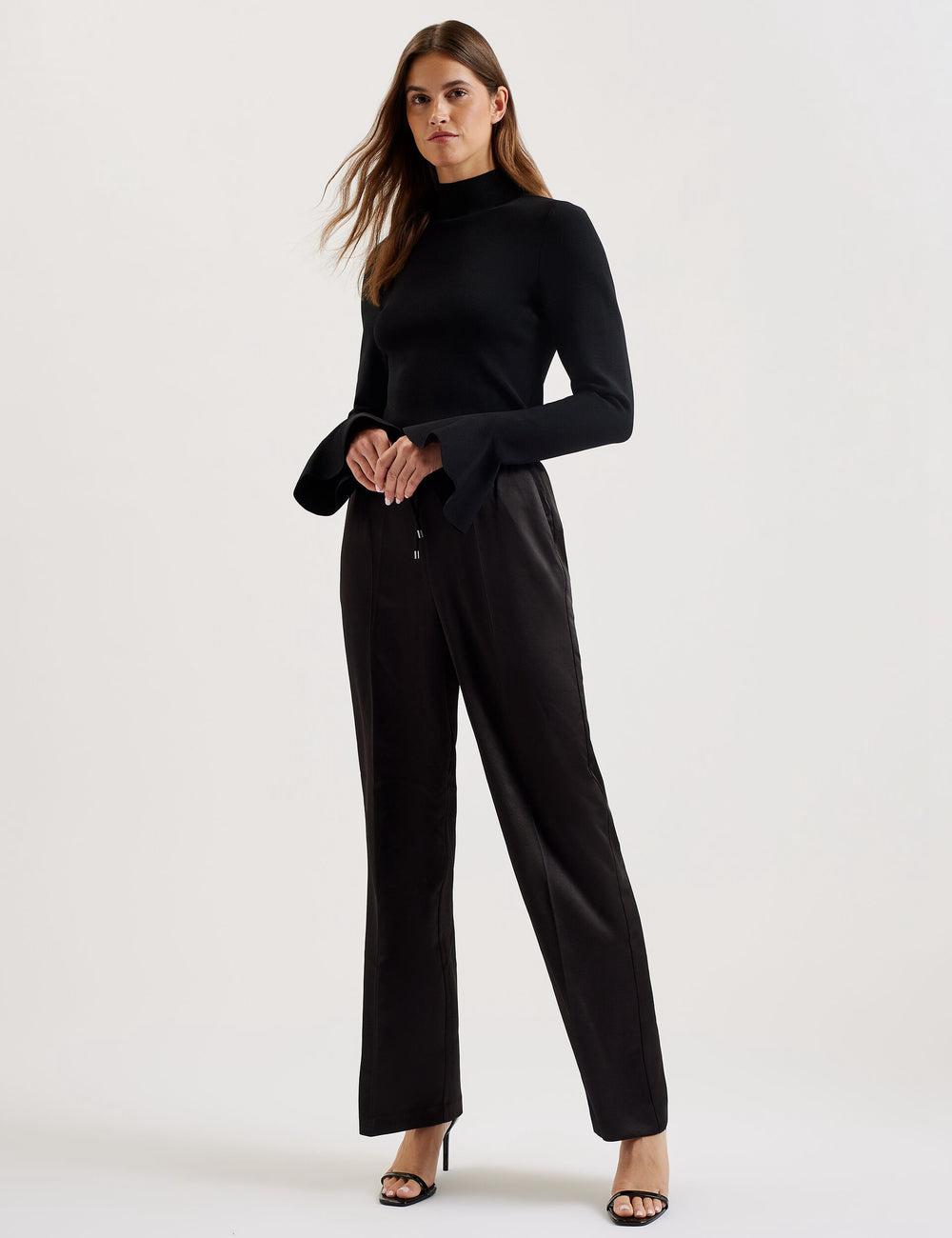 Ted Baker UMAIBO - Satin Wide Leg Drawstring Joggers ズボン レディース 黒 | Japan  WCGT-31072