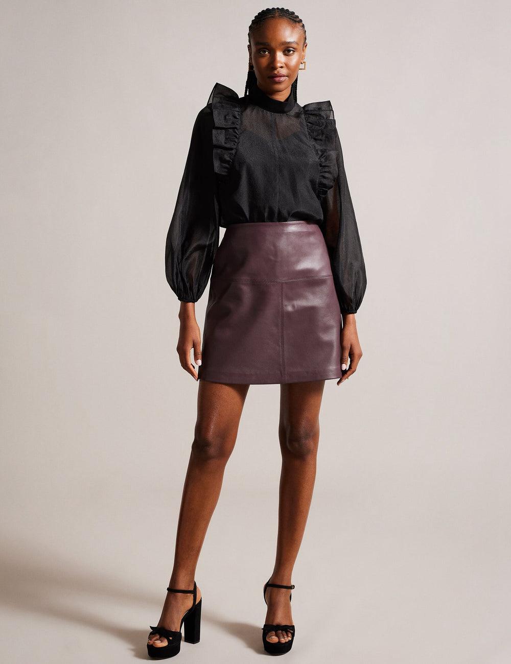 Ted Baker VALIAT - A-Line Leather スカート レディース 赤 | Japan  PMBH-07241