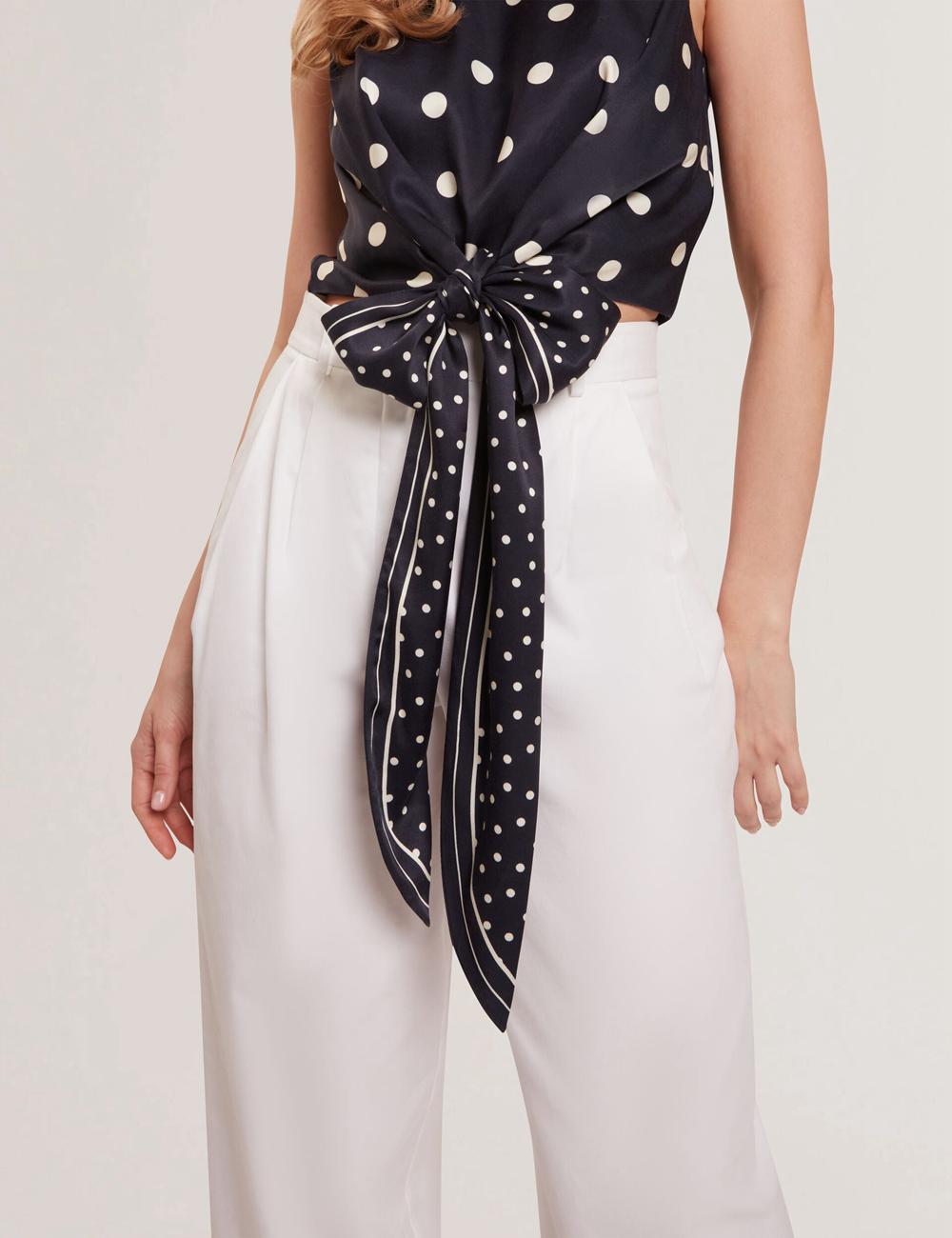 Ted Baker VEIRAA - Polka Dot Front Sleeveless Crop トップス レディース ネイビー | Japan  TNQB-81396