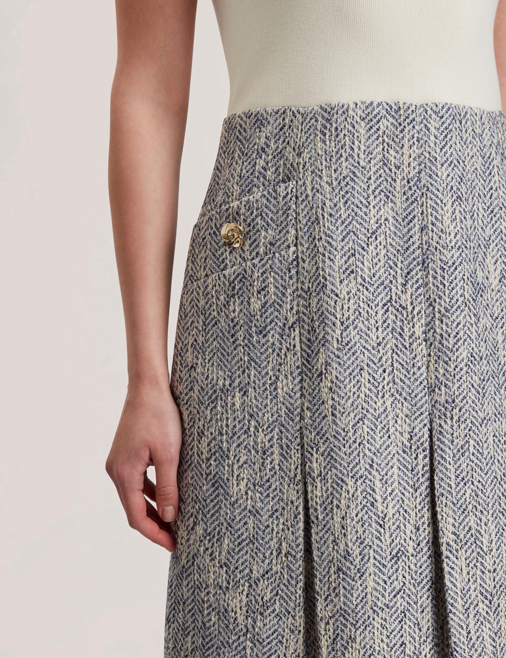 Ted Baker VULPAM - Sleeveless Knit Bodice Boucle ミニドレス レディース 青 | Japan  NBAY-39061
