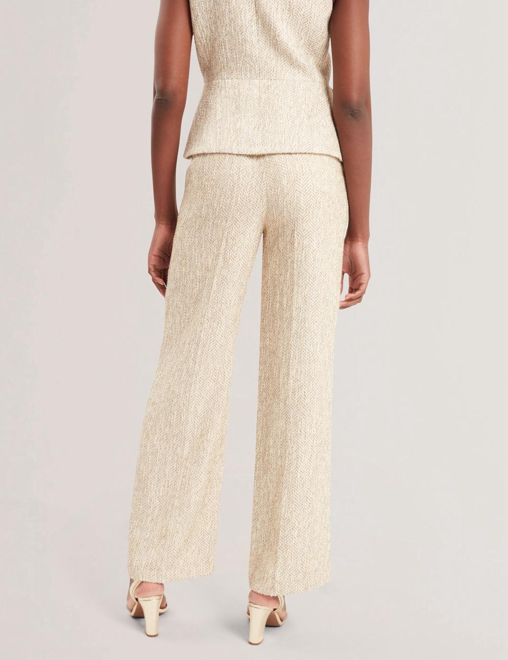 Ted Baker VULPAT - Boucle Herringbone Wide Leg Tailored ズボン レディース Ivory | Japan  RBVS-62845