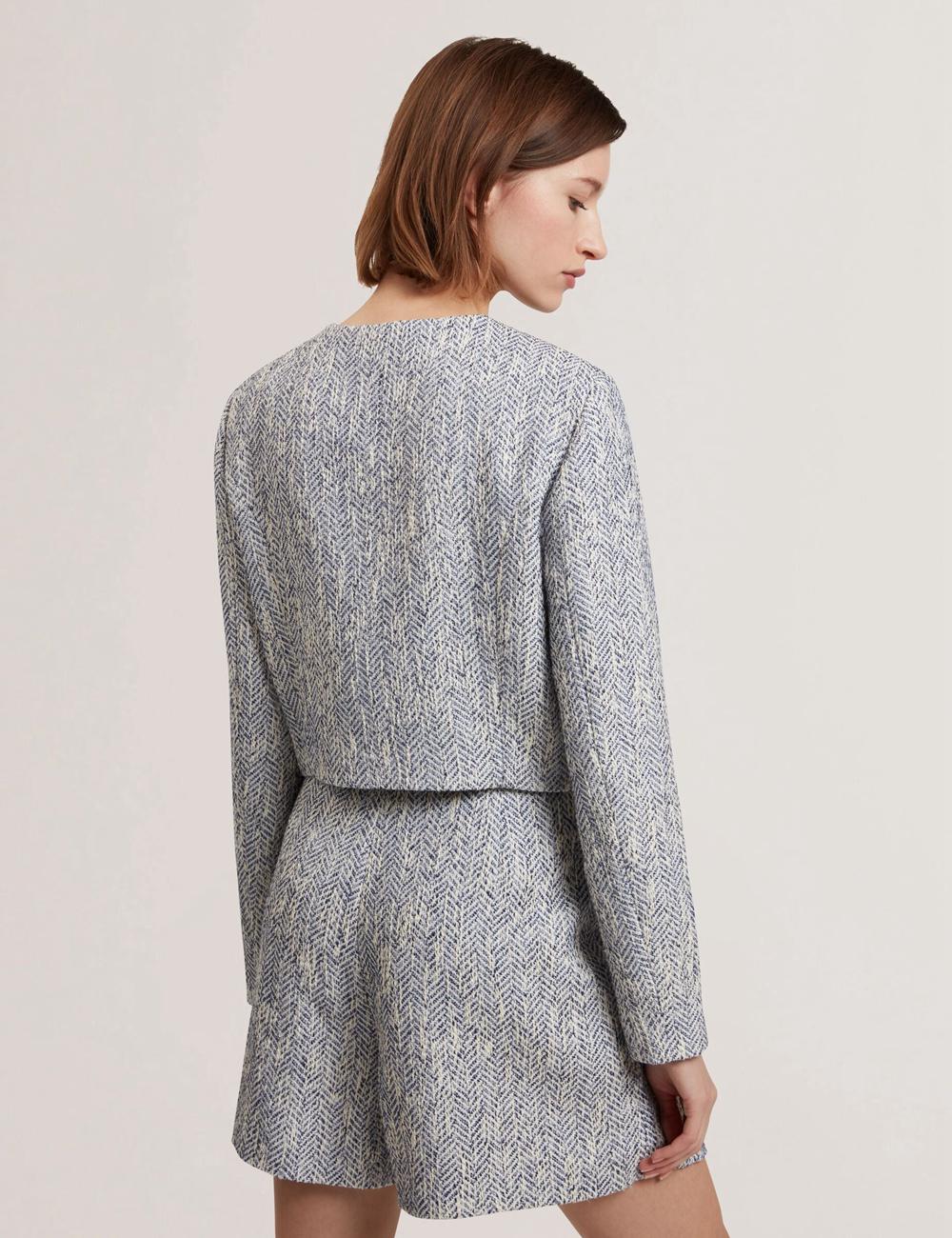 Ted Baker VULPA - Boucle Button-Up Cropped Tailored ジャケット レディース 青 | Japan  DWVU-04625