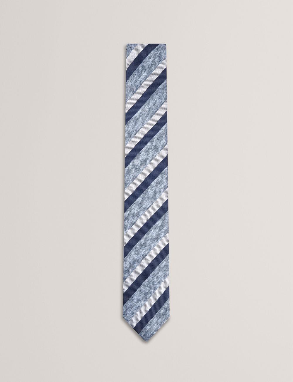 Ted Baker WEISMUL - Textured Mixed Stripe Silk ネクタイ メンズ ネイビー | Japan  AKTP-46378