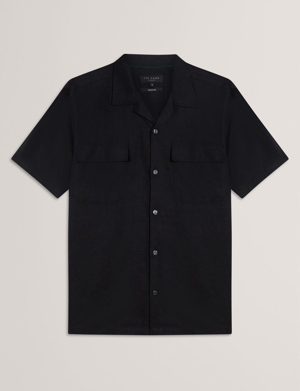 Ted Baker WHETHER - Short Sleeve Regular Fit Double Pocket シャツ メンズ 黒 | Japan  MPAZ-05984