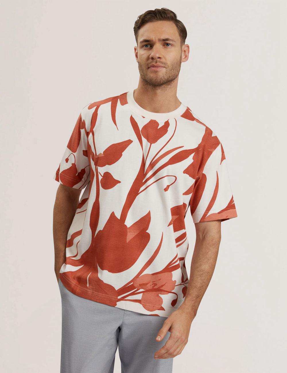 Ted Baker YIANNOS - Floral Print Heavyweight Cotton Tシャツ メンズ 赤 | Japan  CYEP-71506