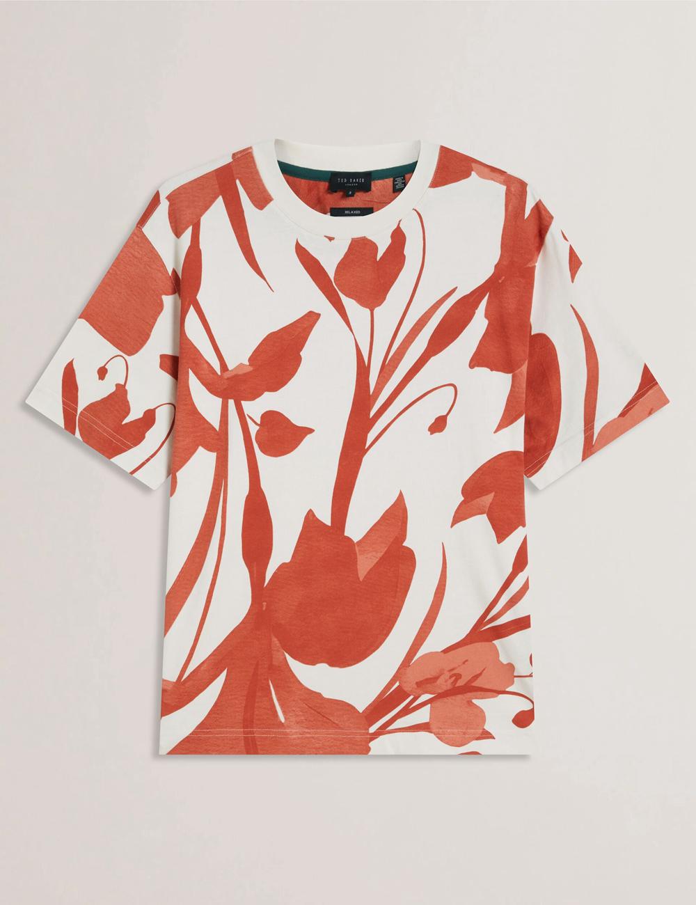 Ted Baker YIANNOS - Floral Print Heavyweight Cotton Tシャツ メンズ 赤 | Japan  CYEP-71506