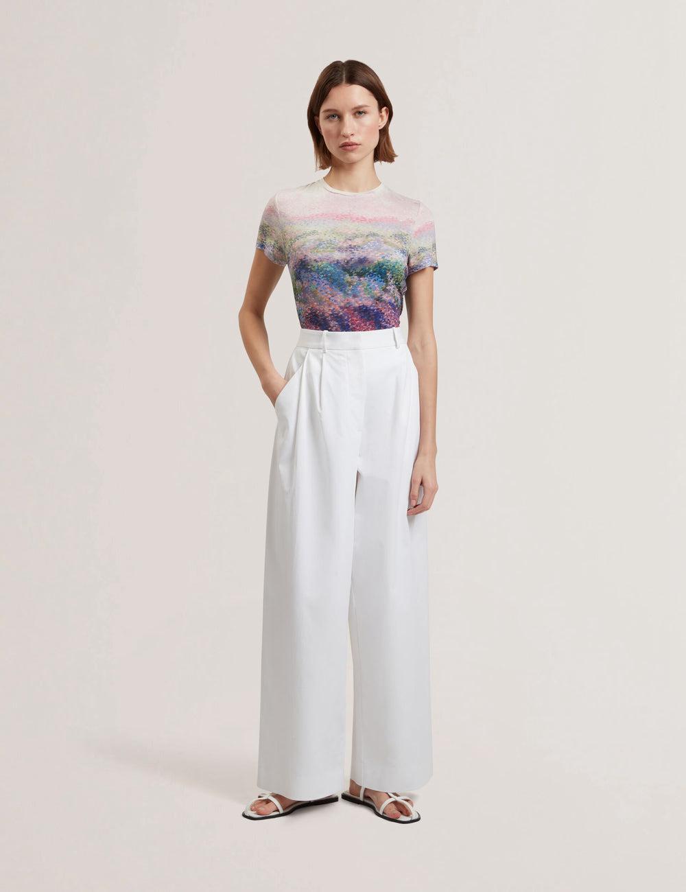Ted Baker ZOZIA - Pleated High Waist Wide Leg ズボン レディース 白 | Japan  ERMO-52419
