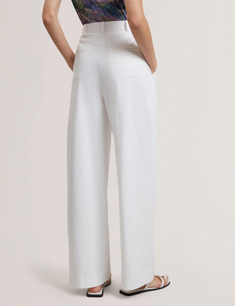 Ted Baker ZOZIA - Pleated High Waist Wide Leg ズボン レディース 白 | Japan  ERMO-52419