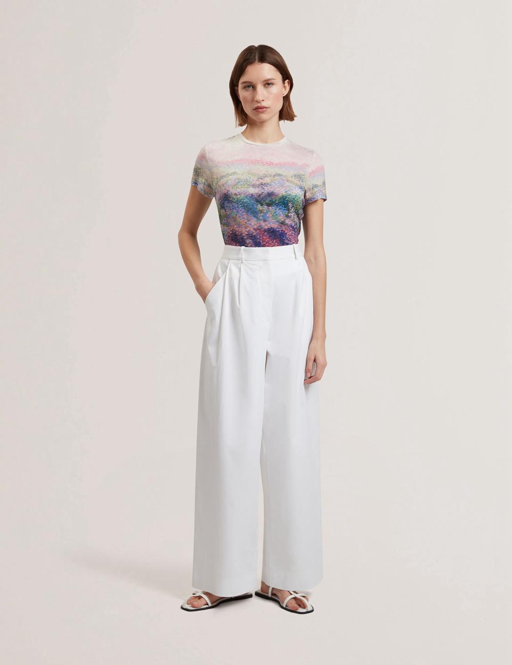 Ted Baker ZOZIA - Pleated High Waist Wide Leg ズボン レディース 白 | Japan  ERMO-52419